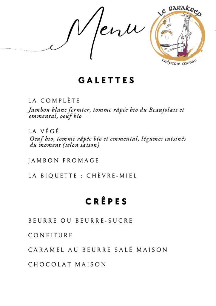 menu formules festives